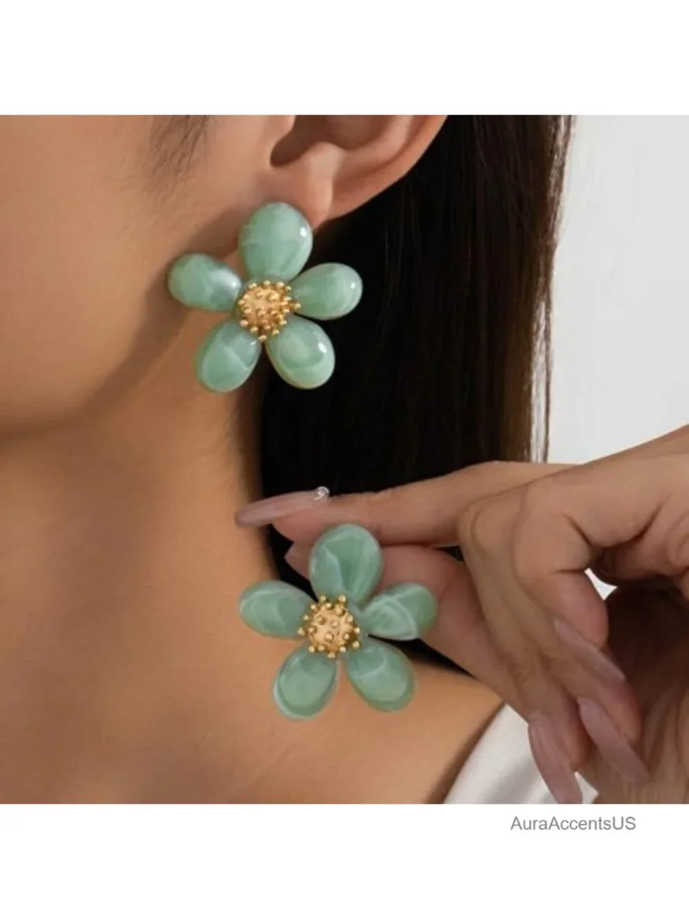 Acrylic Flower Stud Earrings Women Resin Petal Floral Statement Boho Jewelry